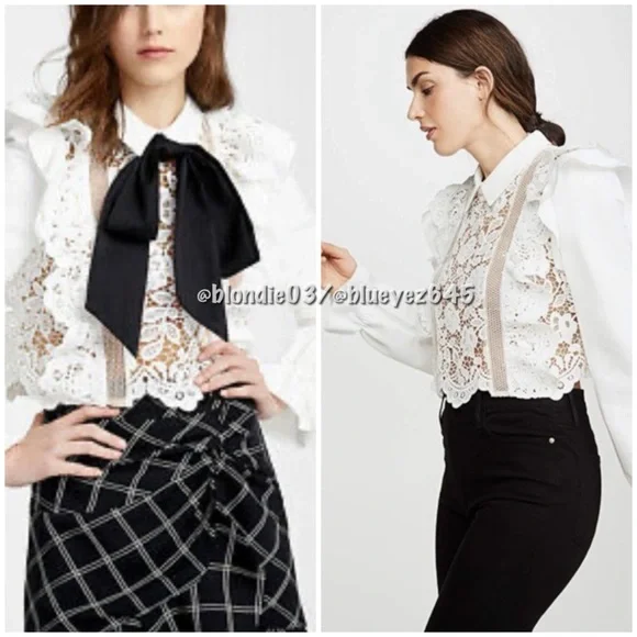 Self-Portrait flower lace tie top UK4/US0 - Picture 2 of 6